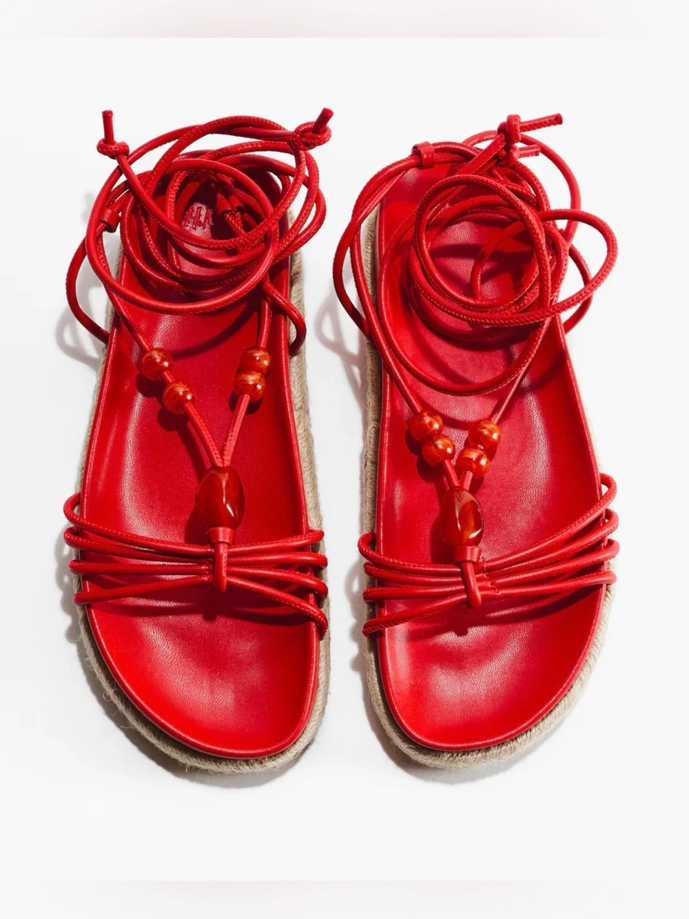 H&M Women’s Red Lace-Up Espadrille Sandal size 7